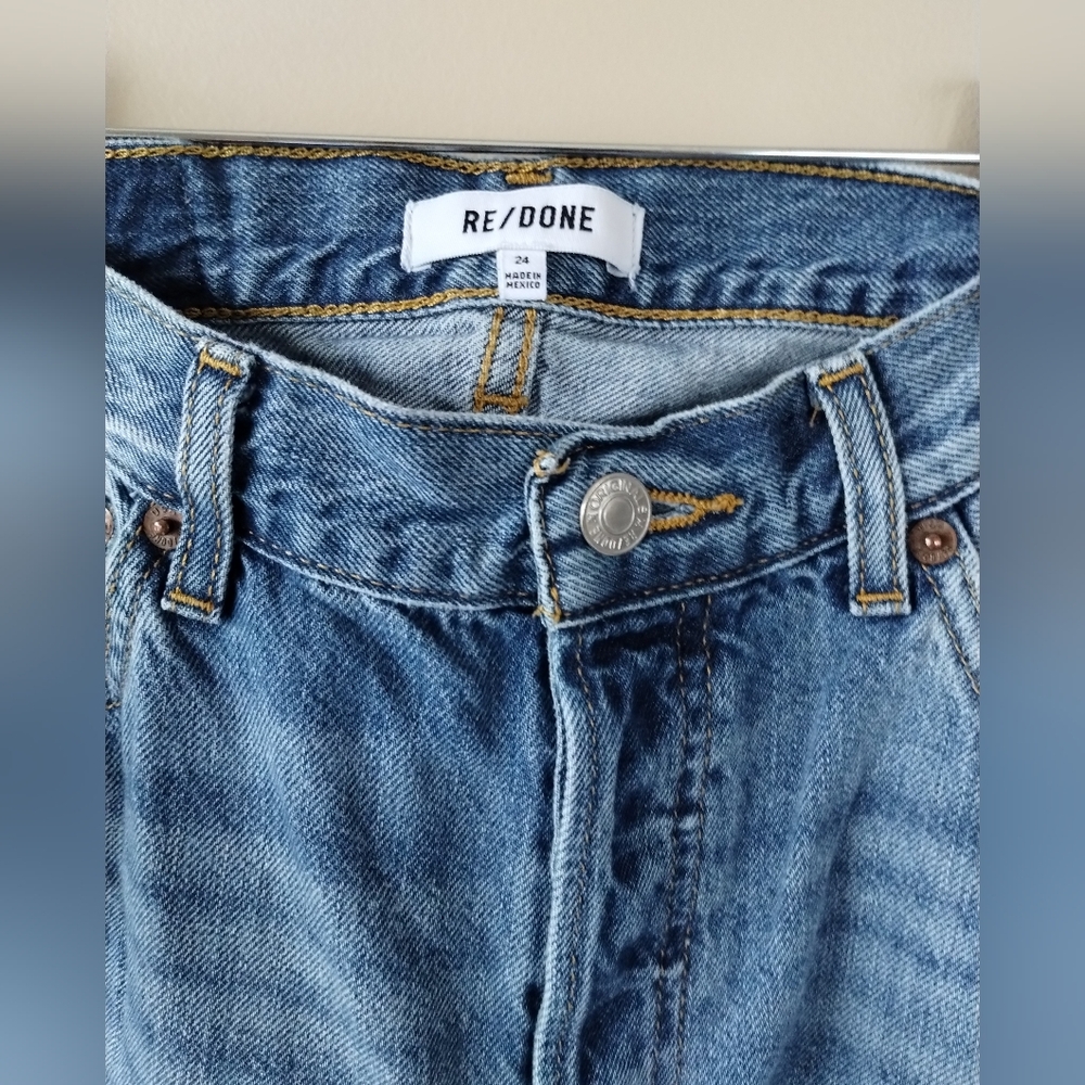 Re/Done Straight Leg Blue Jeans 24 - Picture 6 of 9